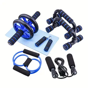 8-in-1 Multifunctional Home Gym Equipment Set, Full Body Fitness Kit with Resistance Bands, Push Up Bars, Ab Roller & Jump Rope, Portable Training Gear for Home Workout, Strength Training Equipment