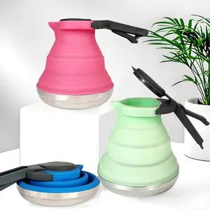 Stainless Steel Travel Outdoor Camping Water Kettle Pot Silicone Multi-fuction Collapsible Portable Folding Silicone Kettle