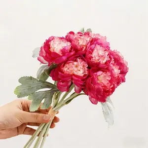 Realistic Lotus Bouquet 8 Heads Peony Silk Flower Rose Living Room Bedroom Dining Table Decor Vase Filler, Decorative Fake Flower, Artificial Flowers for Home Decoration