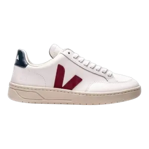 Women's Veja V-12 Closed Casual Leather Trainer, White Marsala Footwear Shoe