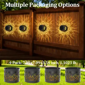 Solar Outdoor Wall Light,Metal Solar Outdoor Wall Step Light,Solar Fence Light ,Solar Automatic Switch, Retro Modern Architectural Hollow Design,Warm Yellow LED Light ,Suitable for Garden, Terrace, Balcony, Villa, Gate