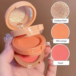 3-in-1 Makeup Palette Matte & Pearlescent Texture Glitter Blush Highlighter Contouring 3-layer Pressed Highlighter Palette