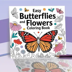 Adult Coloring Book with 20 Pages of Butterfly and Flower Designs, Creative Coloring and Doodle Art Notebook for Relaxation and Friends Gatherings