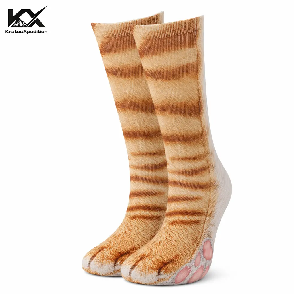 KratosXpedition 3D Animal Paw Socks – Viral TikTok Cat Paw Socks, Funny Crazy Animal Socks for Adults & Teens, Cute Realistic Paw Crew Socks, Stocking Stuffers, Gag Gifts, White Elephant Gifts for Christmas Party