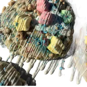 POT O GOLD STUFFED COOKIE with Colorful Candies and Creamy Drizzle Perfect for Festive Snacking sweet snack candy st patricks day gifts