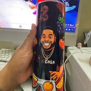La Casa de Alofoke Tumbler with Vibrant Fruit Design and Iconic Character Art for Everyday Use