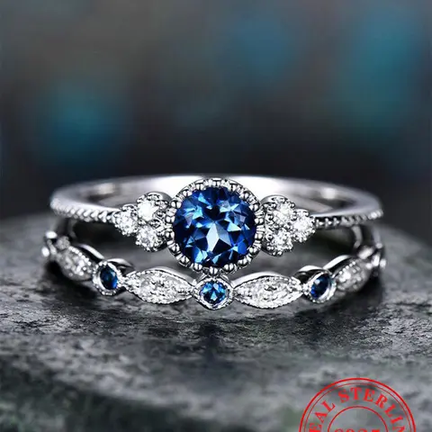 S925 Sterling Silver Luxurious Artificial Gemstone Decorated Rings, Elegant Fashion Rings, Engagement Rings Set, Bridal Ring, Elegant Gorgeous Jewelry for Wedding, Party, Daily Clothing Decor for Women Beautiful Rings