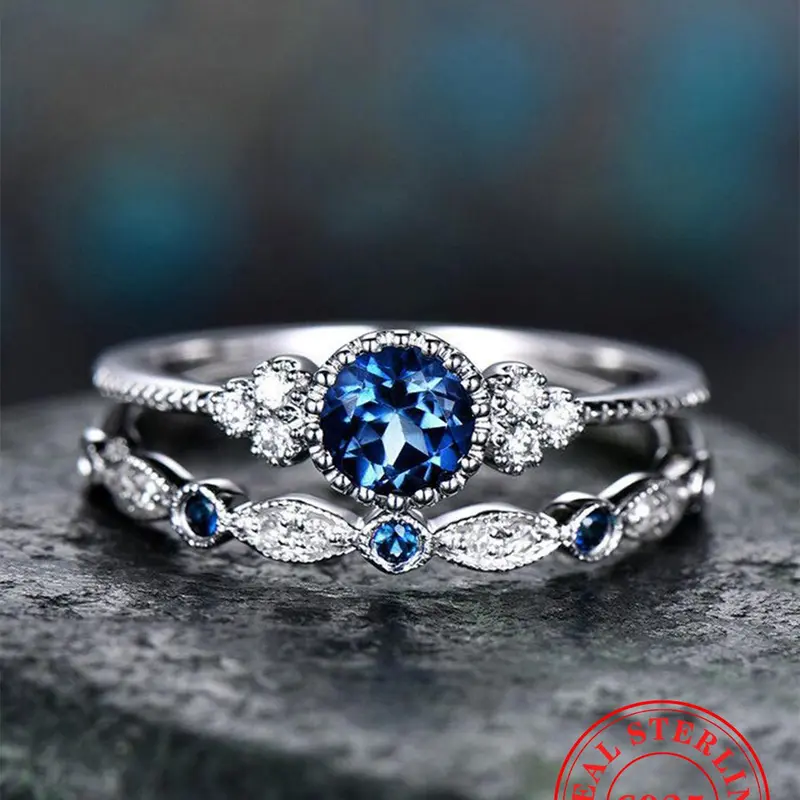 S925 Sterling Silver Luxurious Artificial Gemstone Decorated Rings, Elegant Fashion Rings, Engagement Rings Set, Bridal Ring, Elegant Gorgeous Jewelry for Wedding, Party, Daily Clothing Decor for Women Beautiful Rings