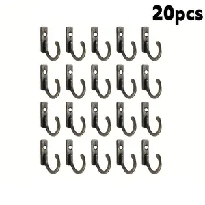20-Piece Heavy-Duty Zinc Alloy Single-Hole Hooks, Durable Multi-Functional Wall Mountable Hangable Hooks with Screws, Ideal for Coats, Keys, Towels, Bags, Hats