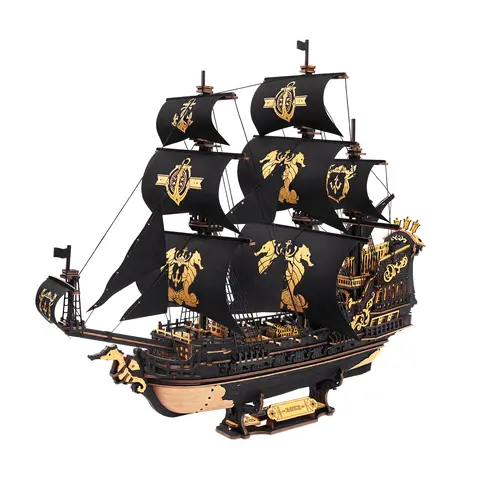 ROKR The Seahorse Barque MCB02 DIY Wooden Puzzle - 603 Pieces, 1:100 Ship Scale, 16th to 18th-Century Baroque Warship, 8+5 Sail System, Baroque Details, Gothic Stern, Rotatable Helms, 470x180x390mm, Toys for Adults (Toys & Hobbies, Wooden Jigsaw)