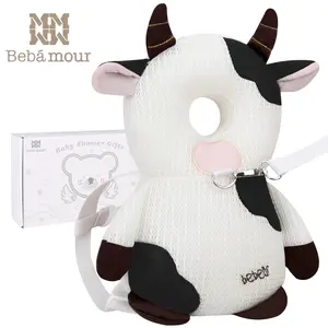 BEBAMOUR Baby Walker Head Protector Carrier - Adjustable Toddler Safety Pad Backpack with Leash, PP Cotton Hollow Design, Impact Buffer, Breathable Mesh Baby Accessory for Crawling, Ideal Gifts, Baby Accessories