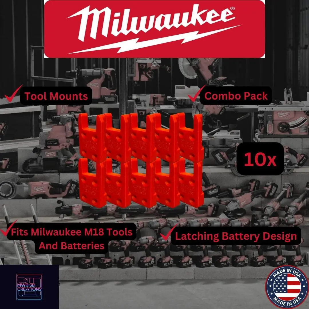 10 Piece Combo Pack! Milwaukee M18 Tool Mounts/Holders/Hangers -Heavy Duty