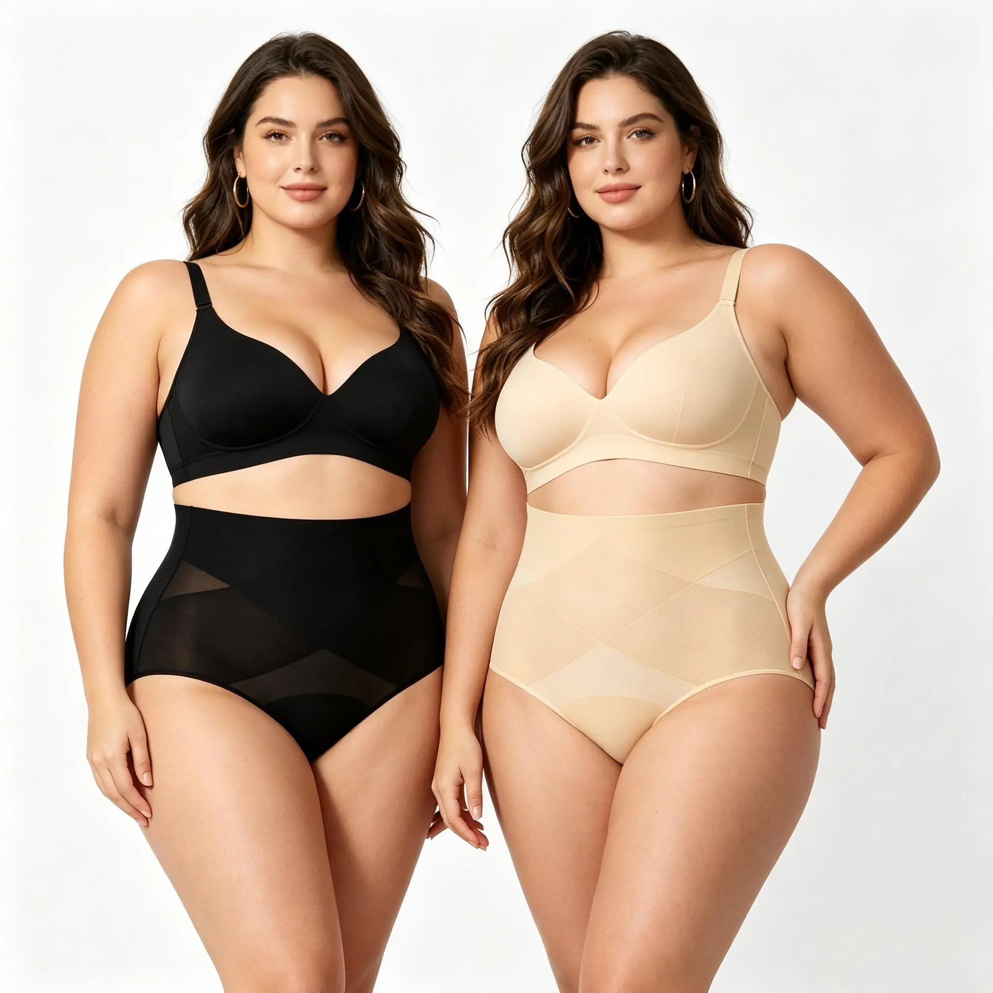 Women's High-Waist Compression Tummy Control Shapewear Panties, Black & Nude 2-Pack, TikTok Viral Breathable Slimming Underwear, No Rolling Down, All-Day Comfort, Butt Scrunch