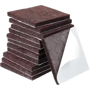 12Pcs Square Felt Furniture Pads 2 inch x 2 inch Self-Adhesive Table Leg Floor Protectors Cuttable Anti Scratch Furniture Pads for Hardwood Floors (Brown)