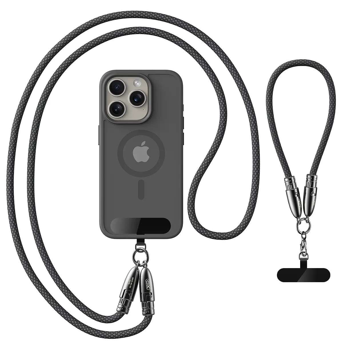 2-in-1 Phone Lanyard & Charging Cable, Lightning/Type-C to Type-C Charging Cable, 480Mbps Data Transfer, Wrist/Neck Lanyard, Nylon Braid Anti Theft Phone Strap for Travel/Cycling/Hiking