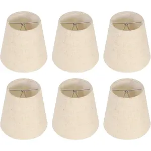 Set of 6 Clip-on Bulb Small Lamp Shades, Mini Linen Lampshade 3.5x5x5.5in Replacement Lamp Shade for Chandelier