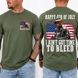 I Ain't Got Time To Bleed 4th Of July T-Shirt, Predator Movie Tee, Independence Day Shirt, Classic Movie Quote Tee