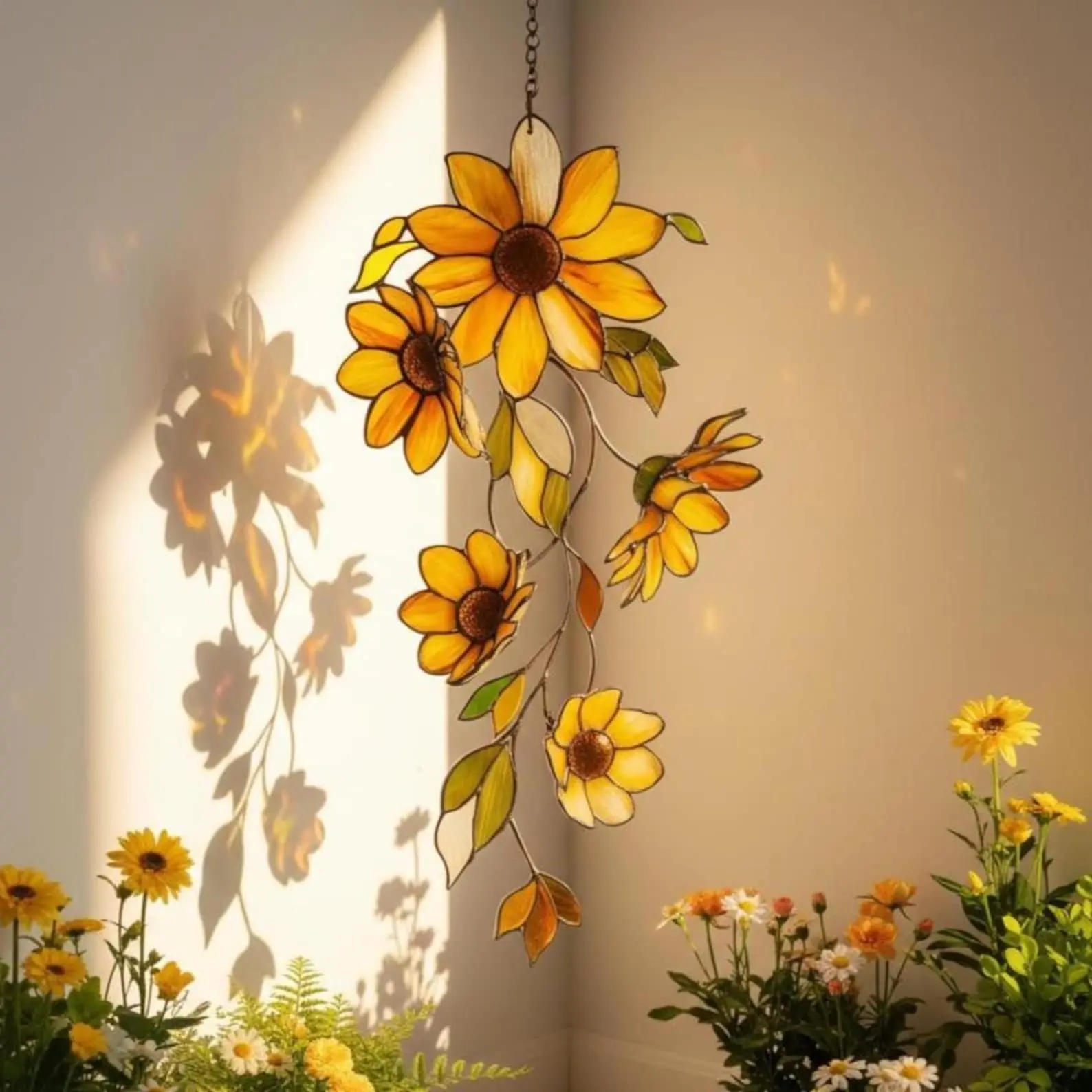 Sunflower Acrylic Suncatcher, Window Hanging, Botanical Art, Nature Lover Gift, 2d Flat Print