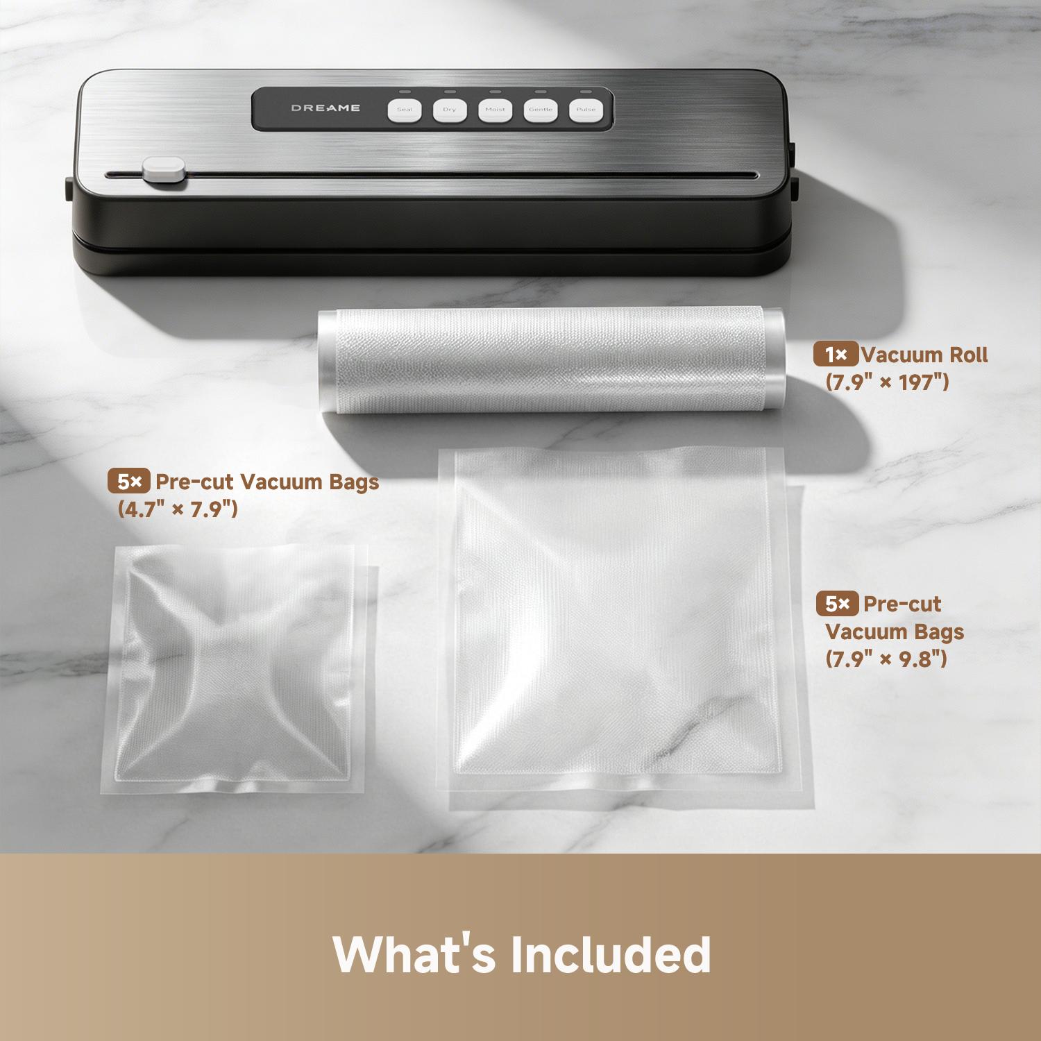 DREAME VS20 Automatic Vacuum Sealer Machine, -65kPa Suction, Guided Bag Placement, Reinforced Double Seal, 5 Modes with Cutter for Meat, Moist Foods, Sous Vide Meal Prep, Vacuum Sealing Machine,back to school,back to school haul