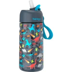 Bentgo Kids Water Bottle - Leak-Proof, Durable Tritan, BPA-Free 15 oz. Cup for Kids/Toddlers Ages 3+, Safe Sip Spout, Carrying Handle, & Dishwasher Safe for School, Sports, Daycare & Camp (Dinosaur)
