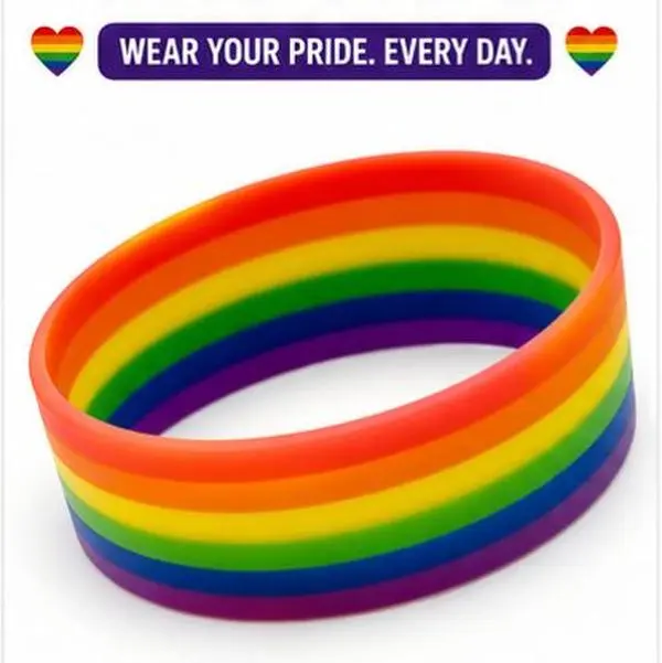 Rainbow Silicone Bracelet, LGBTQ+ Jewelry, Gay Pride Inspirational Support