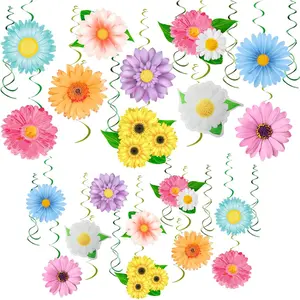 Spring Flower Birthday Party Decorations,30 Set Summer Party Hanging Swirl Ceiling Decorations for Classroom Office Mother Day Decor