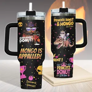 Princess Donut And Mongo 40oz Tumbler, Dungeon Crawler Carl Stainless Tumbler, Fantasy Book Drinkware Tumbler, Bookish Tumbler 40oz - 1
