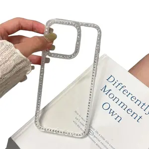 Phone case: Rhinestone Frame Glitter Transparent Case for iPhone 17,16, 15 Pro Max, Soft Cover for iPhone 14Plus,13 & 12 Pro Max,17Air – Elegant Luxury Design, Perfect Gift for Birthdays or Holidays – Ideal for Yourself, Family, and Friends