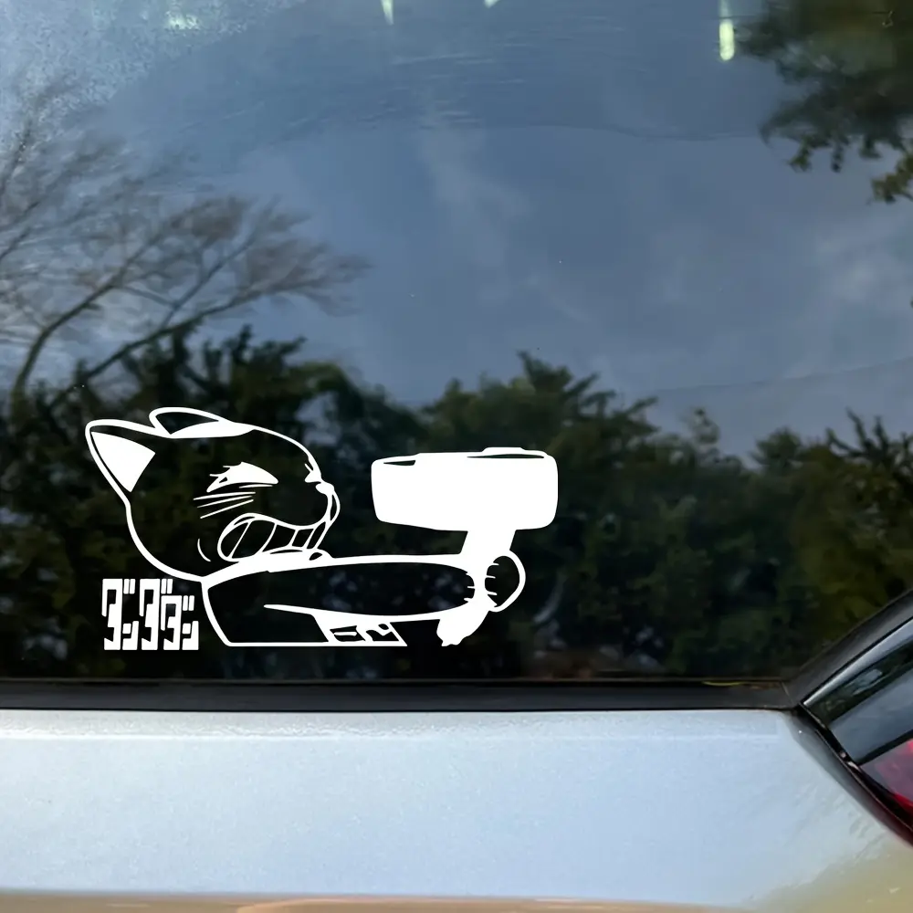 Turbo Granny Anime Stickers - Maneki-neko Design with Headphones and Microphone, PVC Car Stickers for Windows, Laptops, Motorcycles, Garden Mailboxes and Entrance Doors, Durable Painted Cartoon Character Stickers