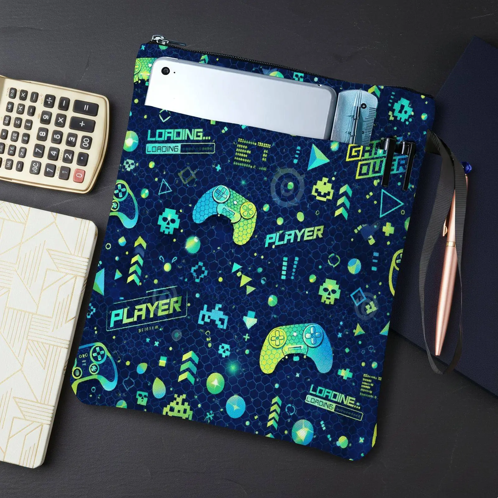1PC Gaming Controller Pattern Print Book Cover with Zipper Closure ...