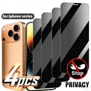 4pcs Privacy Screen Protector for iPhone 17 Pro Max 16 15 14 13 12 11 16 Plus 17 Air Series 28° Side view Prevent Peeping Tempered Glass 9H Diamond Hardness - 98% Clarity Anti-Scratch HD Clear Touch Accuracy Privacy for Office/Commute