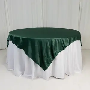 Lamour Satin Table Overlay 72"x72" Hunter Emerald Green with Smooth Finish