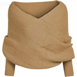 Women Fall Winter Snowfall Sweater Scarf with Sleeves Multi-Use Wrap Blanket Scarf Crochet Knitted Shawl Cape for Outdoor Party Travel