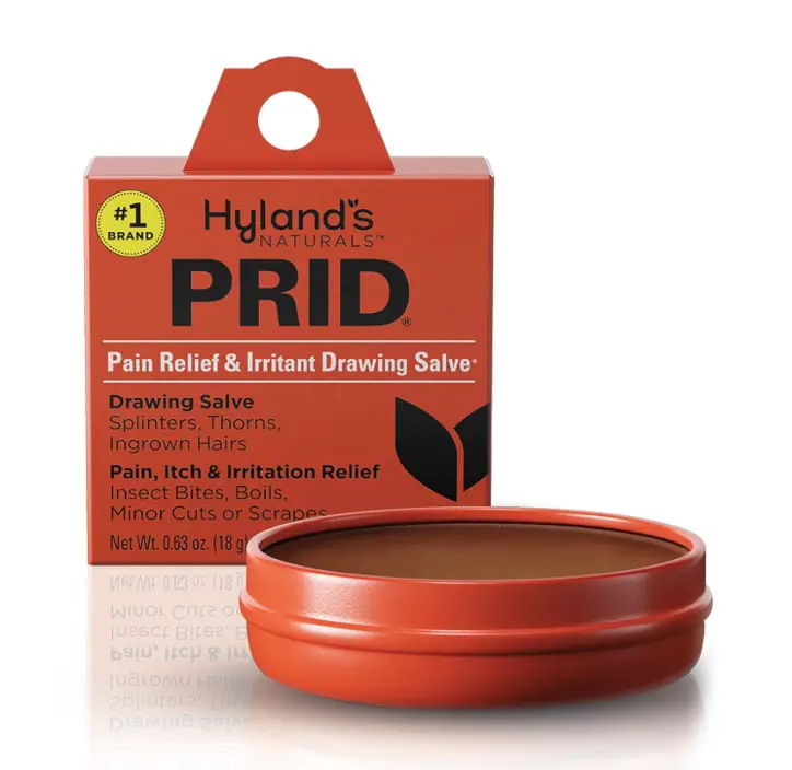 Hyland's PRID Drawing Salve, Topical Skin Irritation Relief, For Splinters, Thorns, Ingrown Hairs, Itch Relief for Bug Bites, Boils, Minor Cuts and Scrapes, 18 Grams