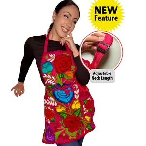 Mi Agenda Pink Embroidered Kitchen Apron – Adjustable Fit, Made in Mexico