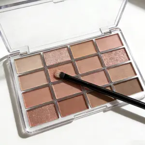 16Shades Nude Brown Neutral Eyeshadow Palette Shimmer Matte High Pigment Cream Eye Compact Long Lasting Natrual Makeup Waterproof Sweatproof Buildable Cosmetic