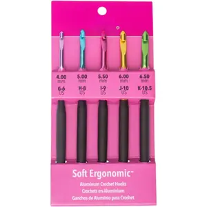 Silvalume Soft  Crochet Hook Set Sizes G6/4mm to K10.5/6.5mm