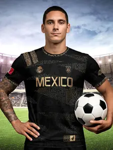 Mexican Aztec totem printed short-sleeved T-shirt, sporty short-sleeved T-shirt, full pattern design, smooth surface, no lining, suitable for all seasons