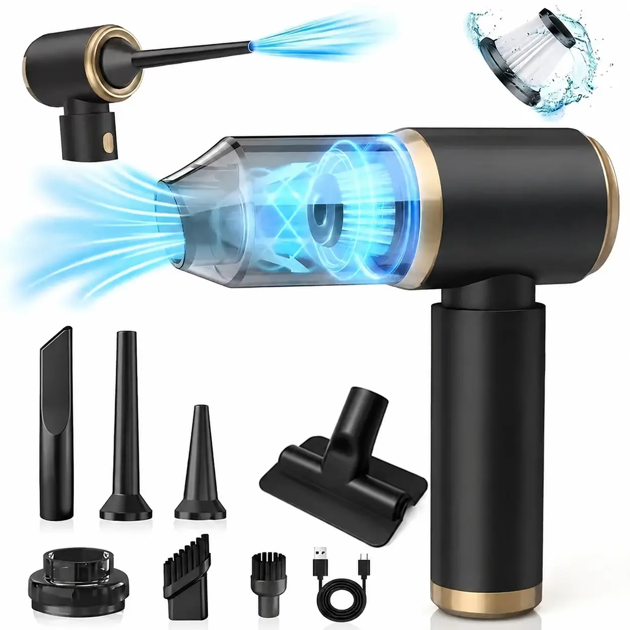Cordless Vacuum Cleaner with Strong Suction - Portable Handheld Tool with Air Blower for Auto Detailing, Home Cleaning & Pet Hair Removal, Vacuum Suction