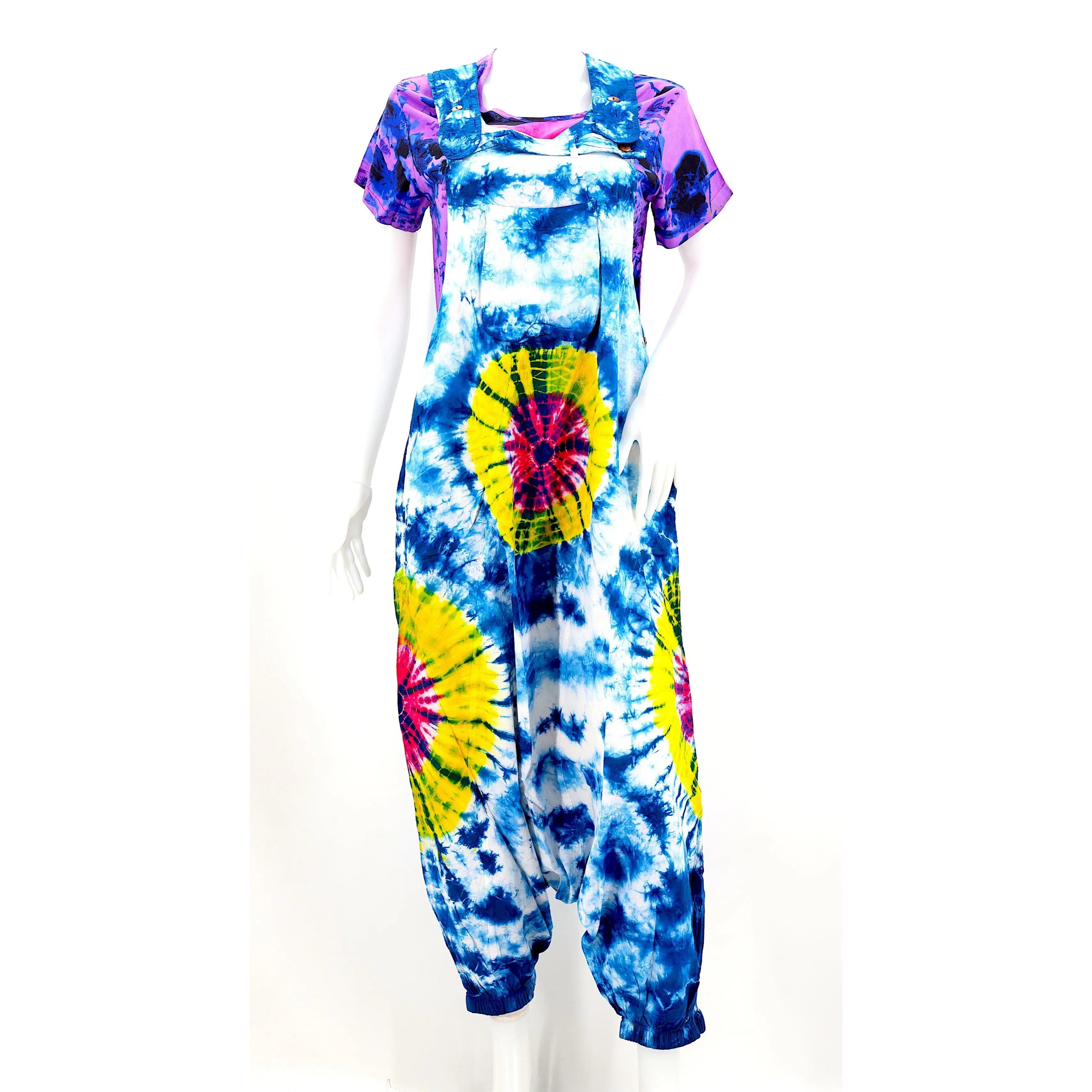 Tie Dye Drop Down Overalls | Classic Cotton Jumpsuit