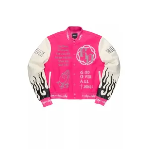 Yalanda Hot Pink Oversized Varsity Jacket