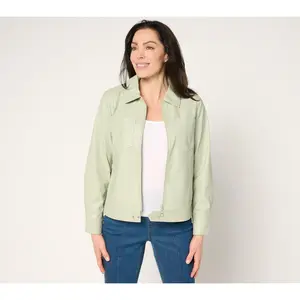 Belle by Kim Gravel Faux Leather Zip Utility Jacket
