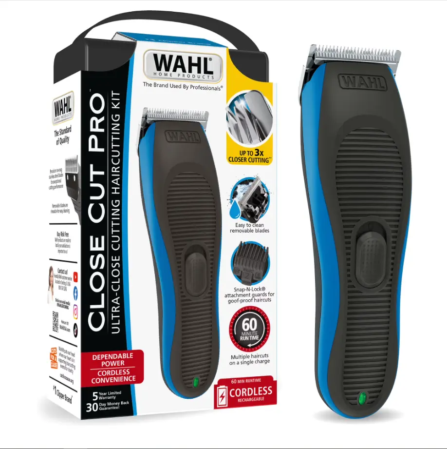 Wahl Close Cut Pro Rechargeable Hair Clipper with 3x Closer Cutting , Black-Blue