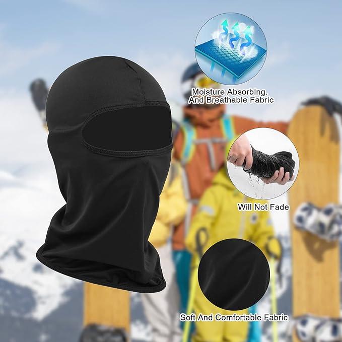 Balaclava Ski Mask Head Mask Full Face Mask Windproof Face Cover Sun UV Protection Scarf Men Women Outdoor Sport Cycling Cap Black 1 Pack