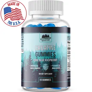 Wild Warrior Nutrition Creatine Gummies Cool Blue Raspberry 5g Monohydrate per Serving 18 Servings Low Sugar Vegan Halal Made in USA Dietary Supplement