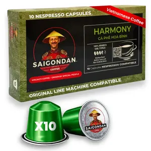 Harmony Coffee Pods - | Medium Roast | Arabica Typica | Vietnamese Single Origin | Small Batch Roasted | Compatible with All Nespresso Original Line Machines | No Preservatives | 10 Capsules