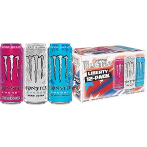 Monster Energy Ultra Variety Pack, Liberty, Sugar Free Energy Drink, 12 Pack 16 Fl Oz