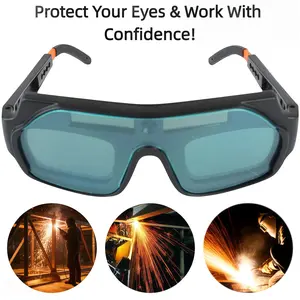 Auto Darkening Welding Goggles, Solar Powered True Color Welding Safety Glasses, Comfortable Eye Protection Welding Mask with Adjustable Legs, Anti-Flog Anti-Glare Eyes Protector for Welders & Grinding