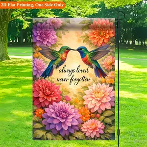 Hummingbird Dahlia Love Garden Flag, Romantic Couple Yard Flag, Newlywed Wedding Gift Decor 12*18inch