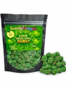 Sour Green Apple Gushers - (6OZ Bag)  Sour Green Apple Gushers Snack   Ships Same Day! Candy Sweet